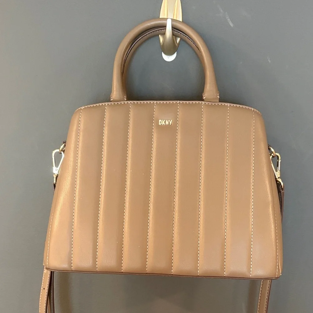 DKNY Brown Vertical Stitch Satchel